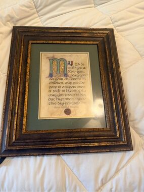 Framed Illuminated Irish Wedding Blessing  - Green Matte, Gold-Brown Frame